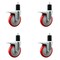 Service Caster 5'' Red Poly Swivel 1-3/4'' Expanding Stem Caster Set Total Lock Brake, 4PK SCC-EXTTL20S514-PPUB-RED-134-4 - alternate 1